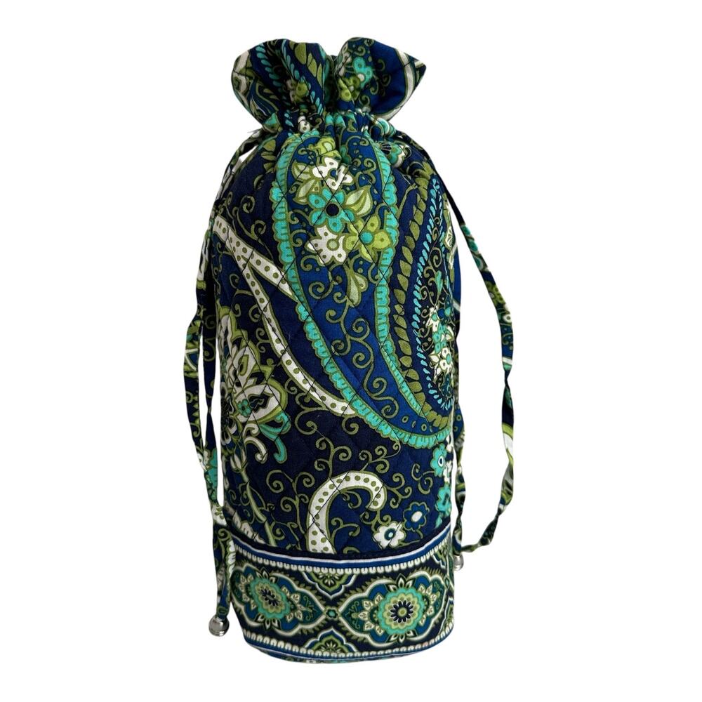 Vera Bradley Rhythm & Blues Cheers To You Drawstring Wine Bottle Carry Gift Bag
